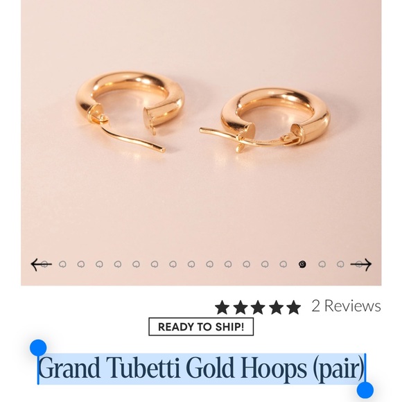 CATBIRD Grand Tubetti Gold Hoops (pair) - Size small 10 mm CURRENTLY SOLD OUT - Picture 3 of 5